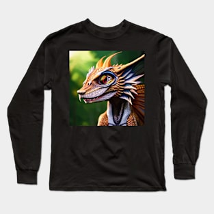 Gold and White Scaled Jungle Dragon Long Sleeve T-Shirt